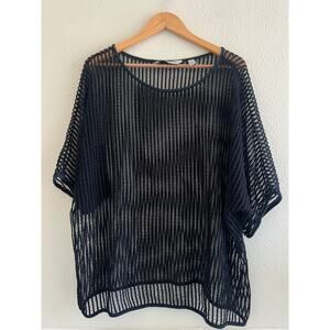 Soft by avenue open knit mesh top plus size 18/20 neutral beach versatile